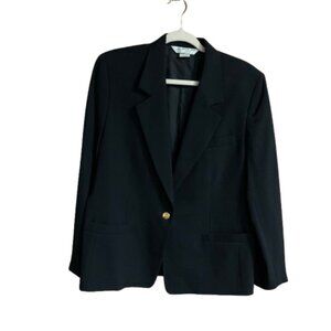 Austin Reed Petite 100% Worsted Wool Women's 14 Black Formal Suit Blazer Jacket